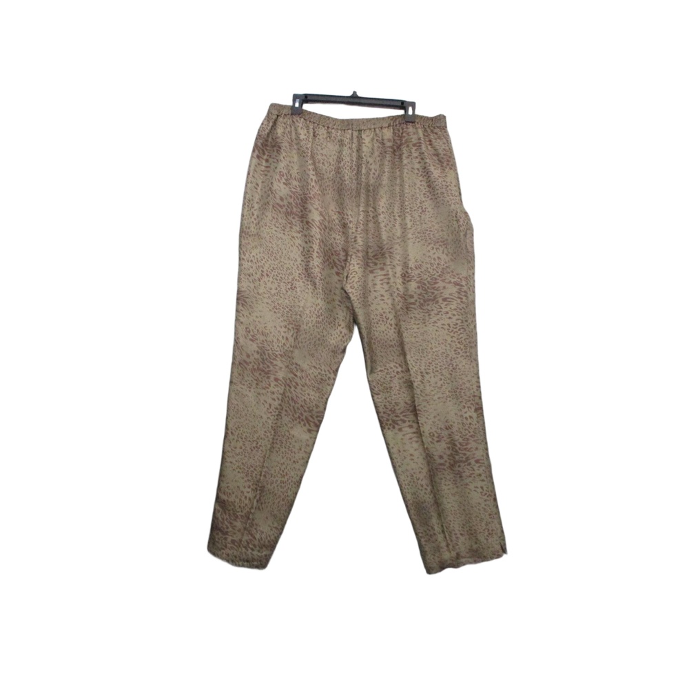 Beige Animal Print Silk Womens Loose fit Trousers Pants Size 16W - Picture 8 of 10